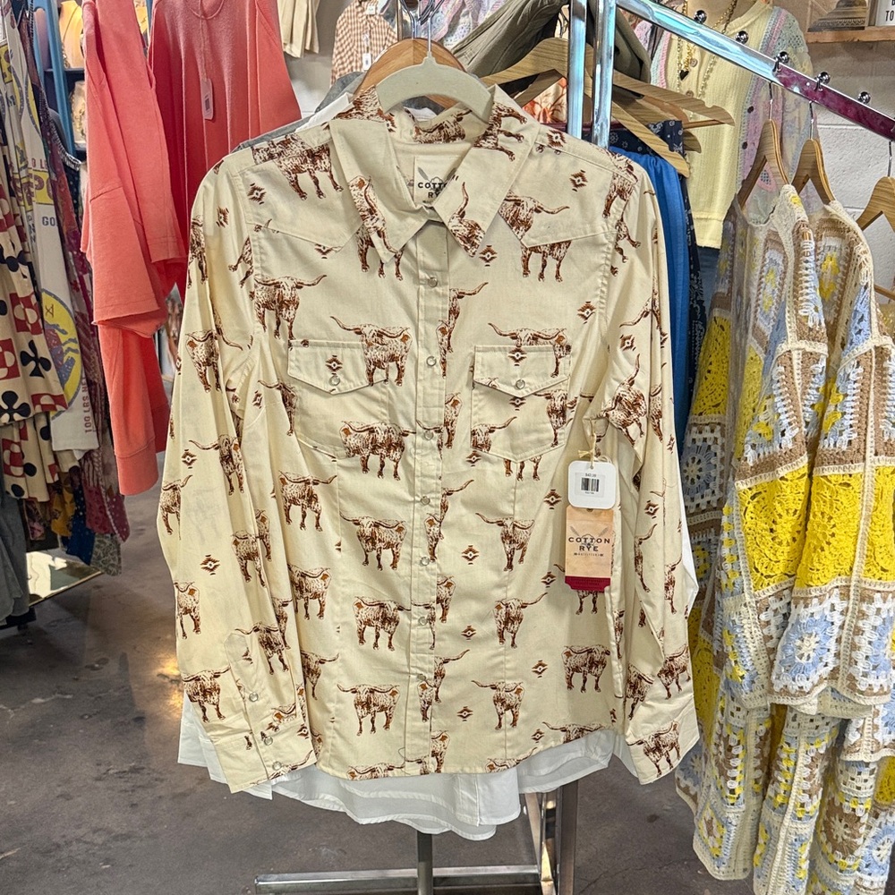 Cotton & Rye button down Beige Western-Print Button-Down Shirt